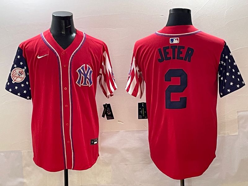 Men New York Yankees #2 Jeter Red a generation of national flags Jointly Name 2025 Nike MLB Jersey style 5->new york yankees->MLB Jersey